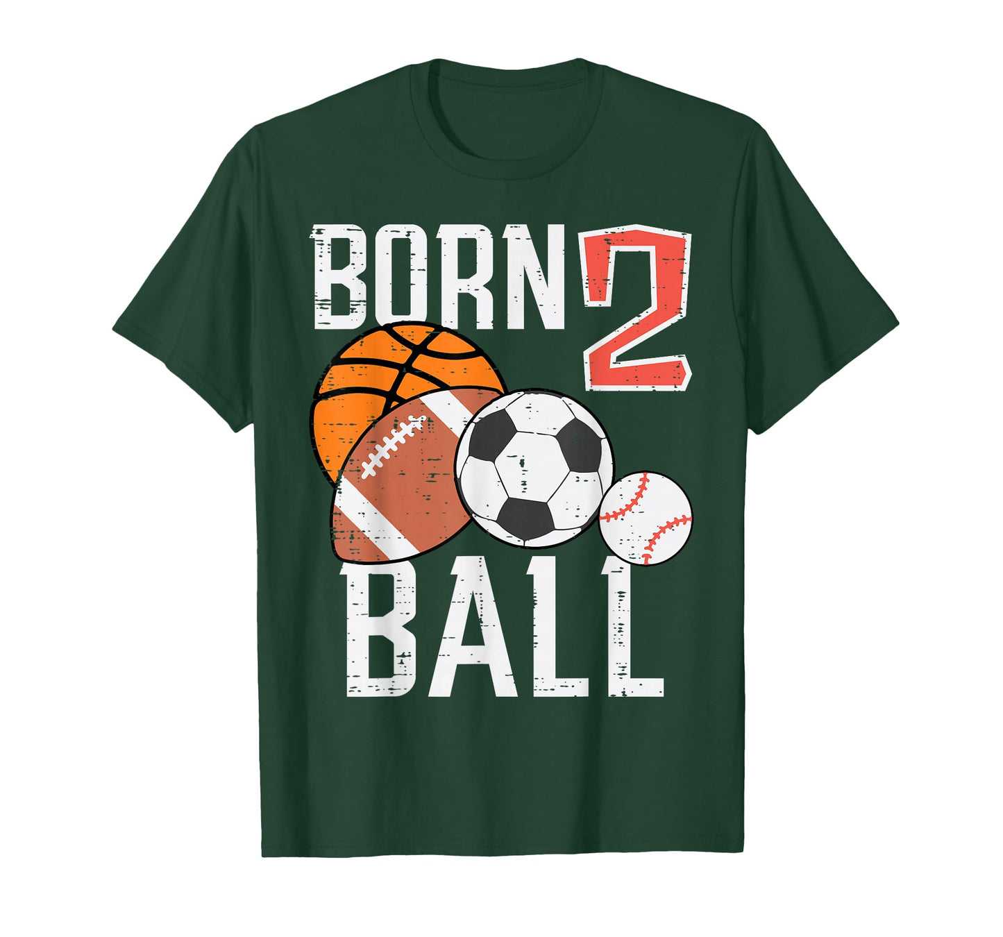 Born Basketball Football 2nd Birthday Toddler Boy Kid T-Shirt