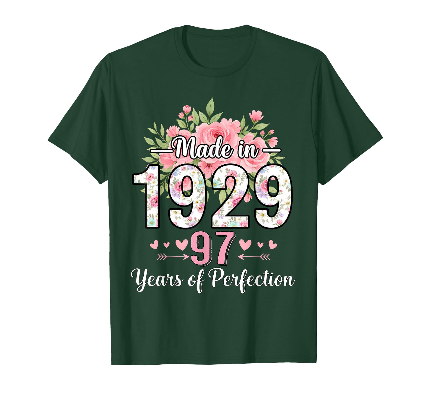 Made in 1929 Floral 97th Birthday Gifts Women 97 Years Old T-Shirt