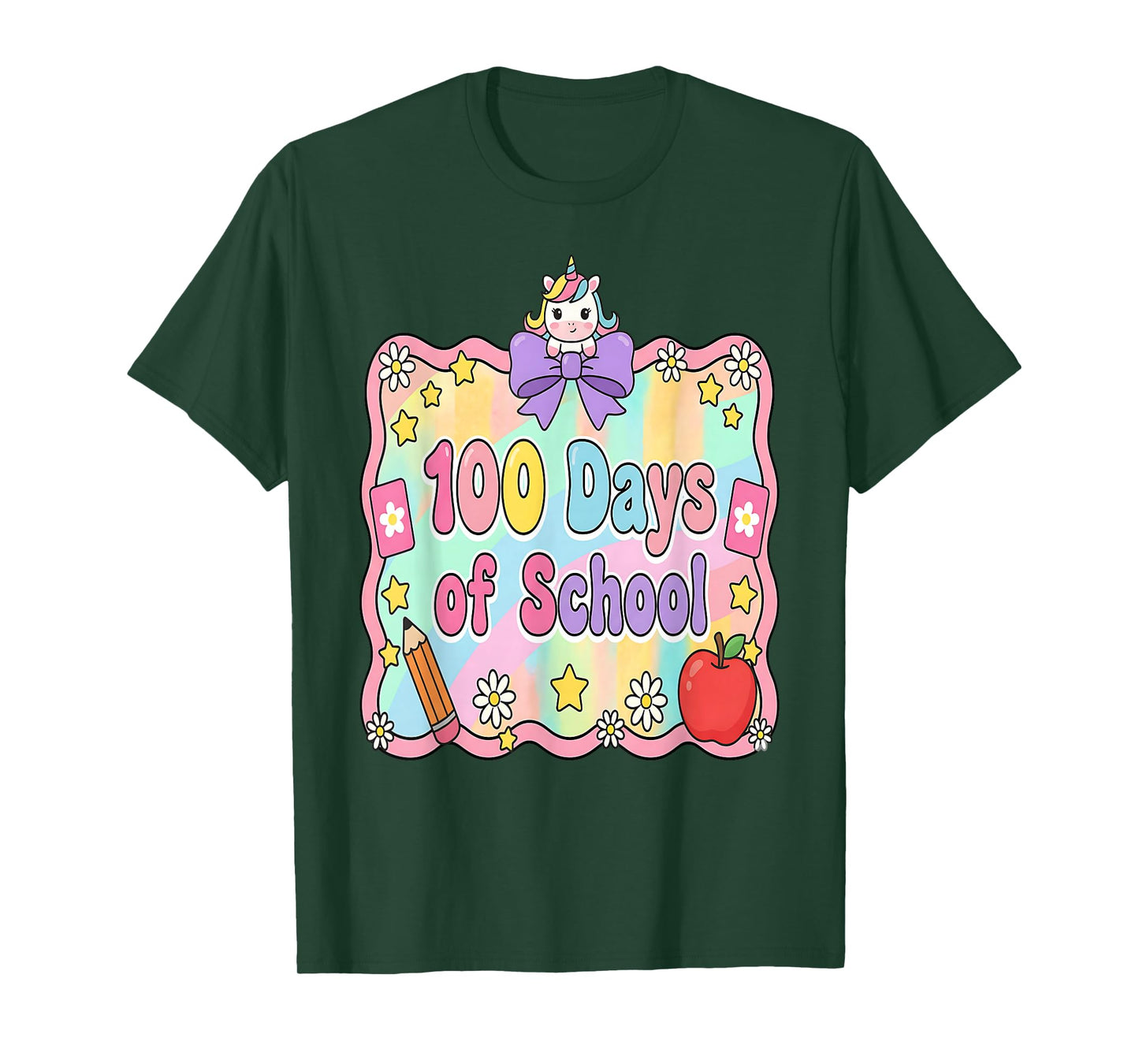 100 Days of School Girls Unicorn 100th Day of School Kids T-Shirt