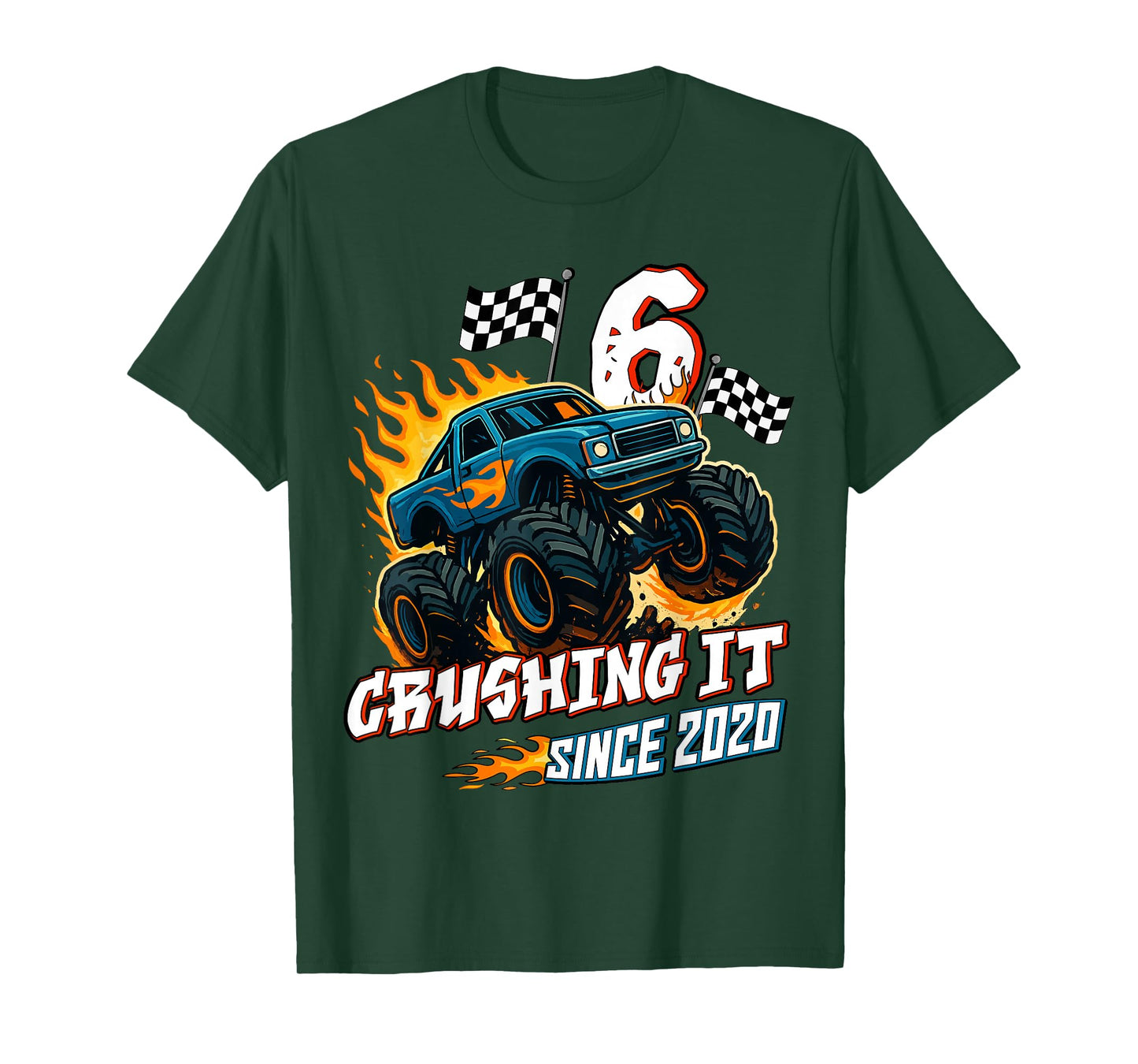 Birthday Monster Truck 6 Year Old Boys 6th Party Born 2020 T-Shirt