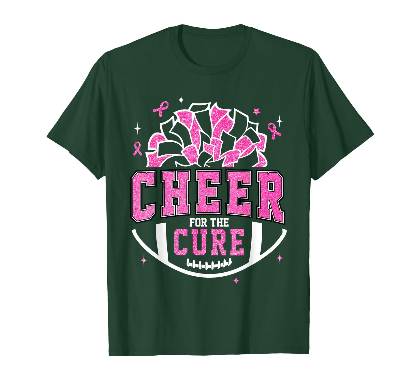 Cheer for The Cure Breast Cancer Awareness Cheerleader Pink T-Shirt
