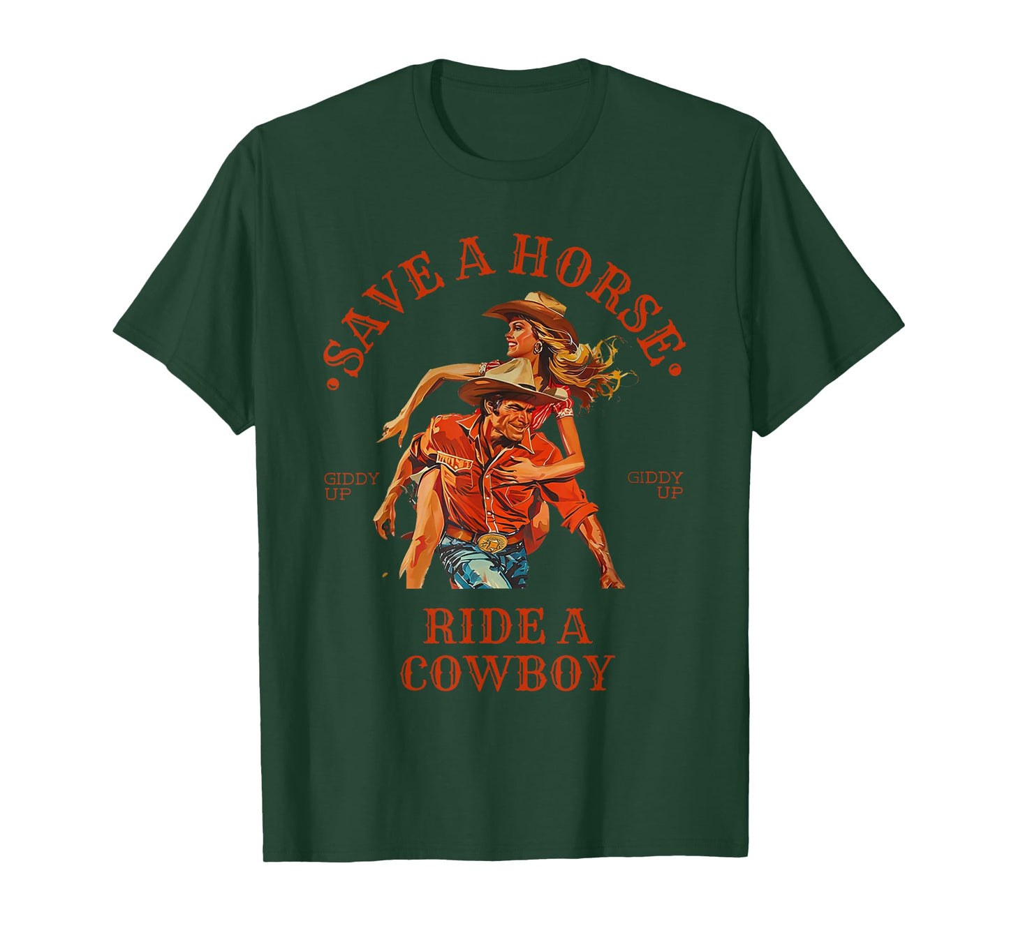 Save A Horse Ride A Cowboy Retro Vintage T-Shirt