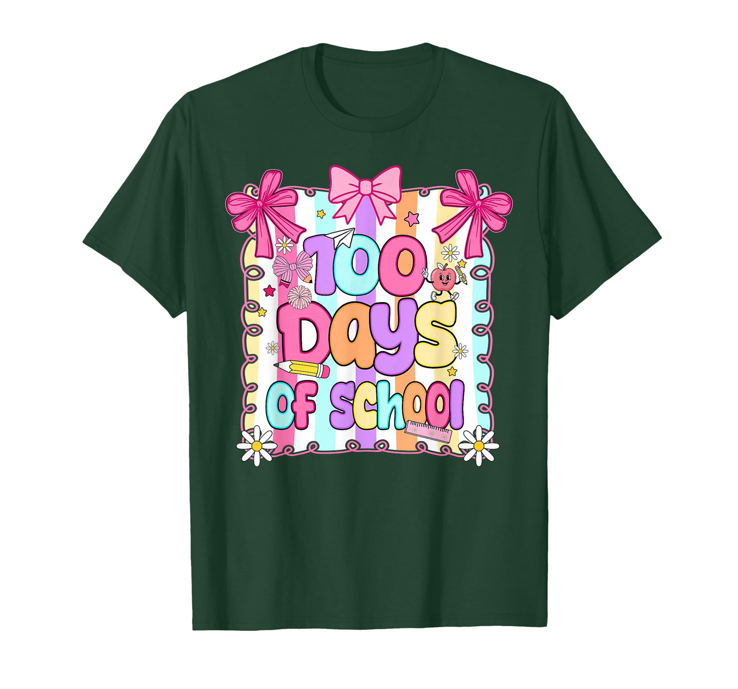 100 Days of School Girls Teachers 100th Day of School Preppy T-Shirt