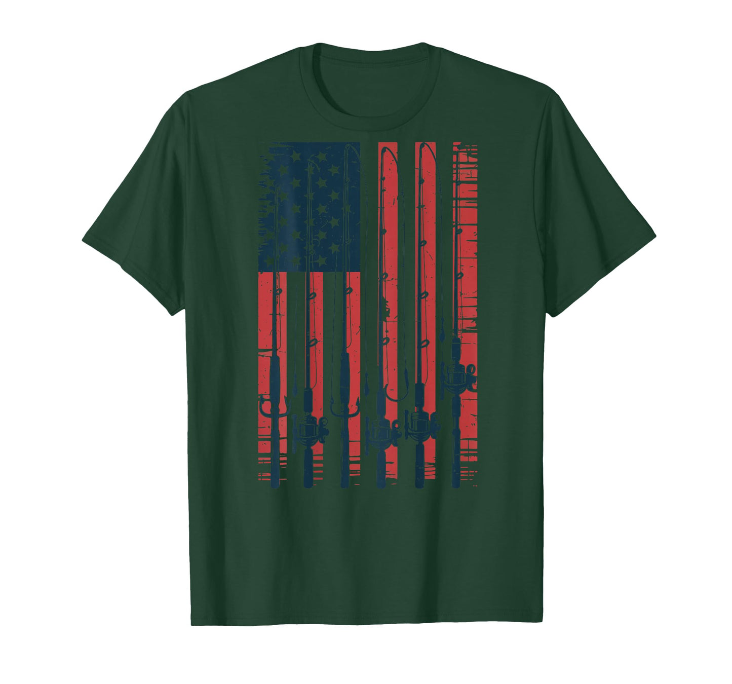 American Flag Fishing Pole Patriotic Fishing Gift Funny Dad T-Shirt