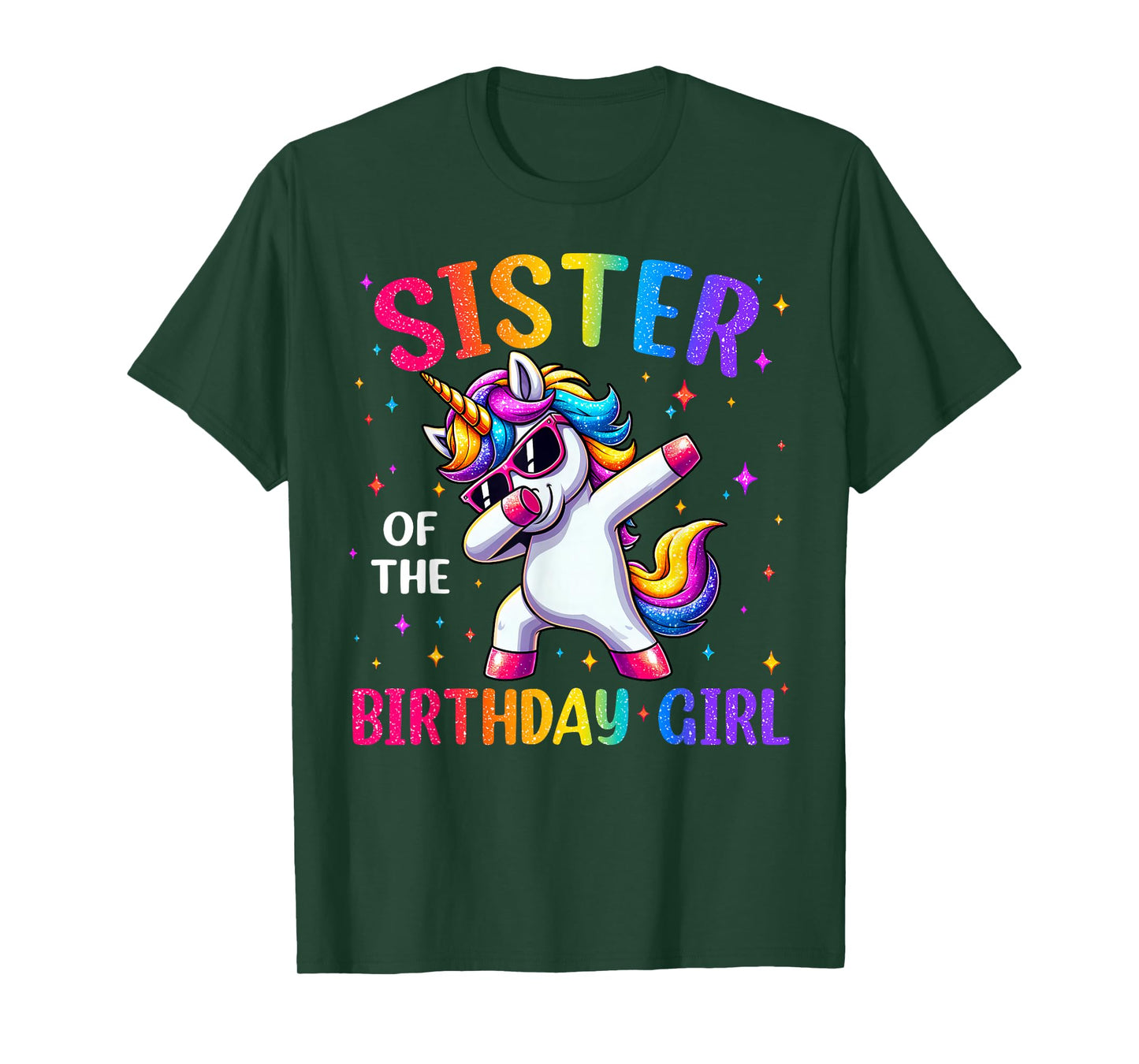 Sister Of The Birthday Girl Family Matching Dabbing Unicorn T-Shirt