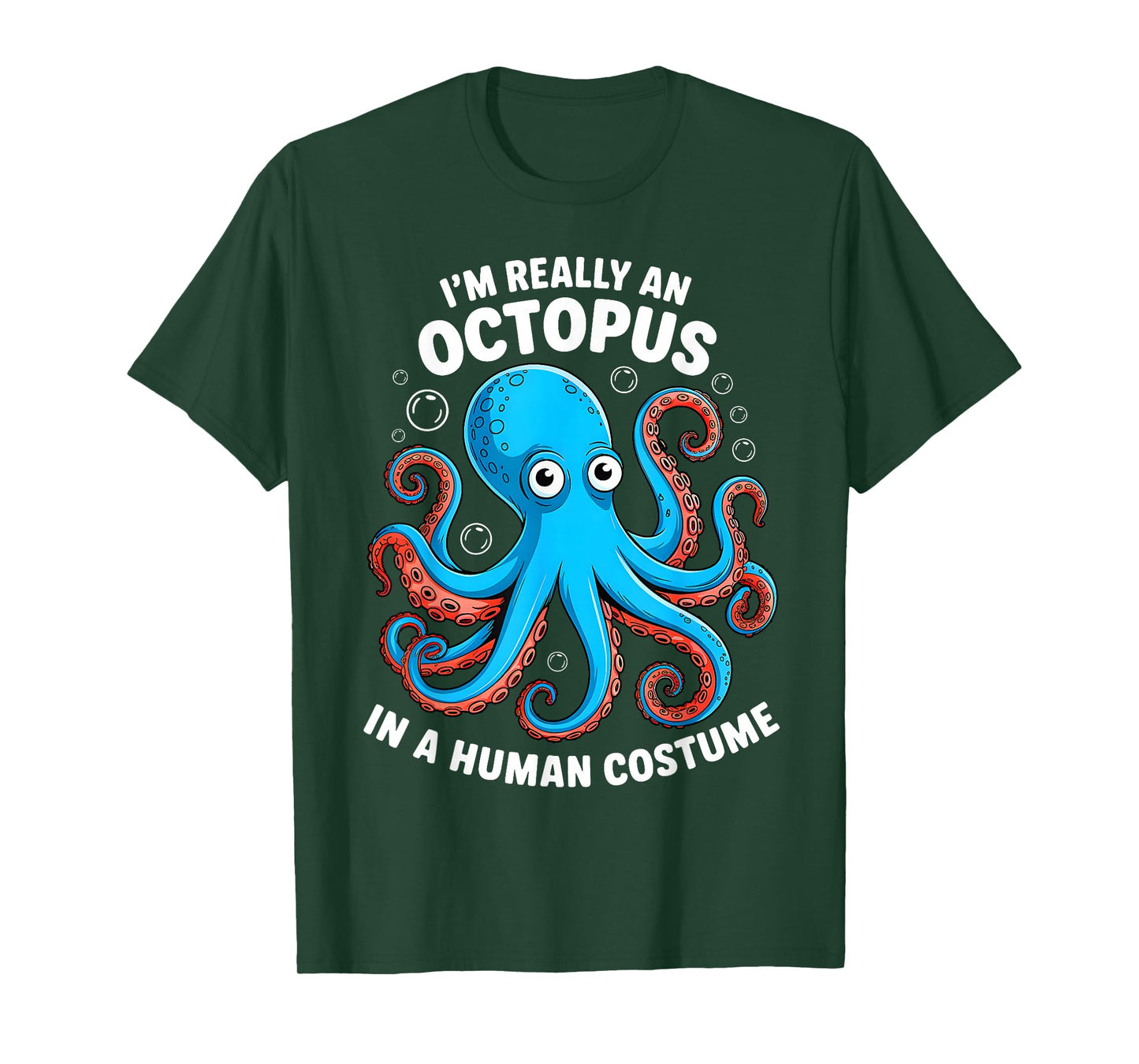 Funny Im Really an Octopus in a Human Costume Kids Halloween T-Shirt