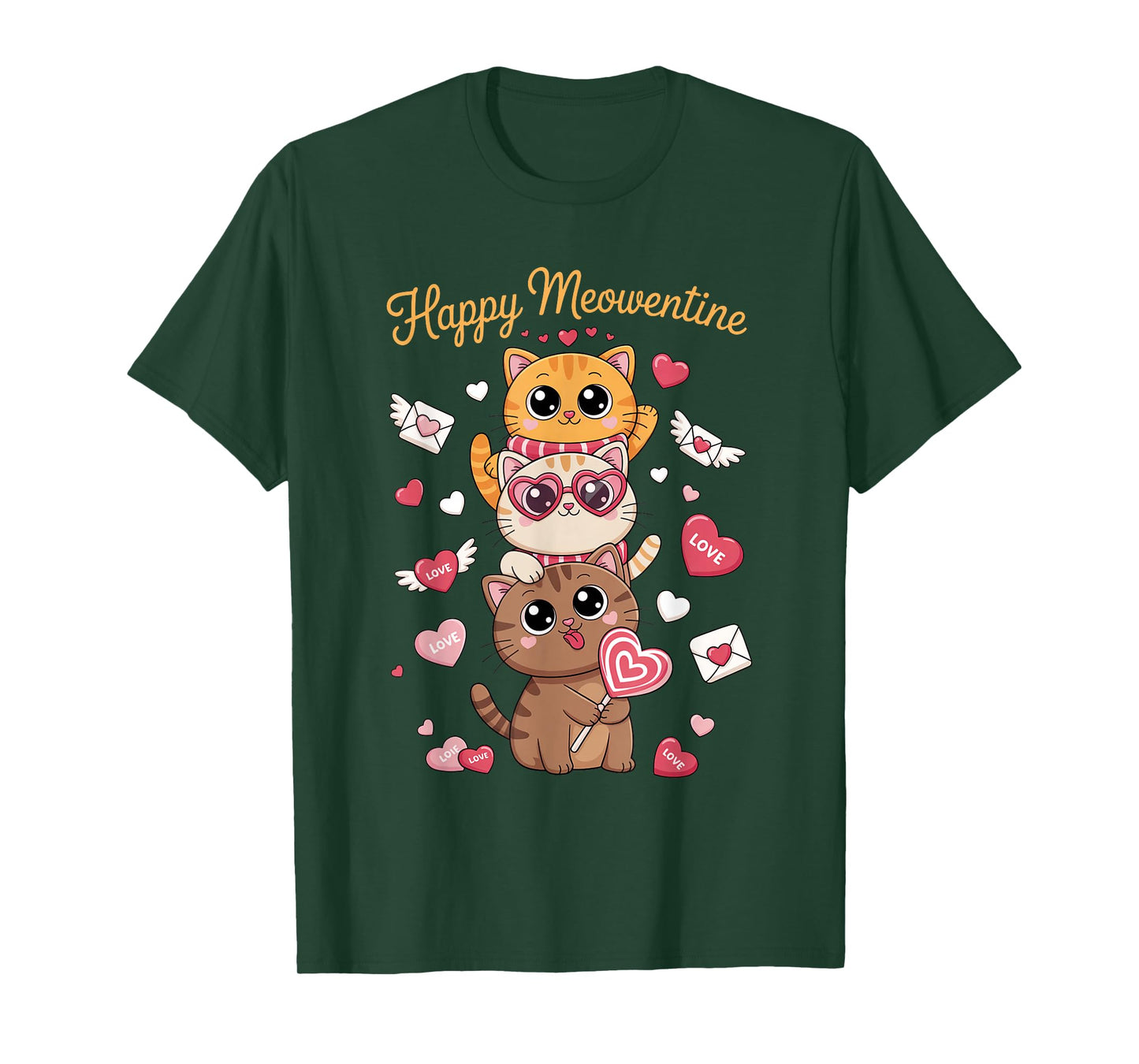 Happy Meowentines Cute Valentine Cat Lovers Girls Women Kid T-Shirt