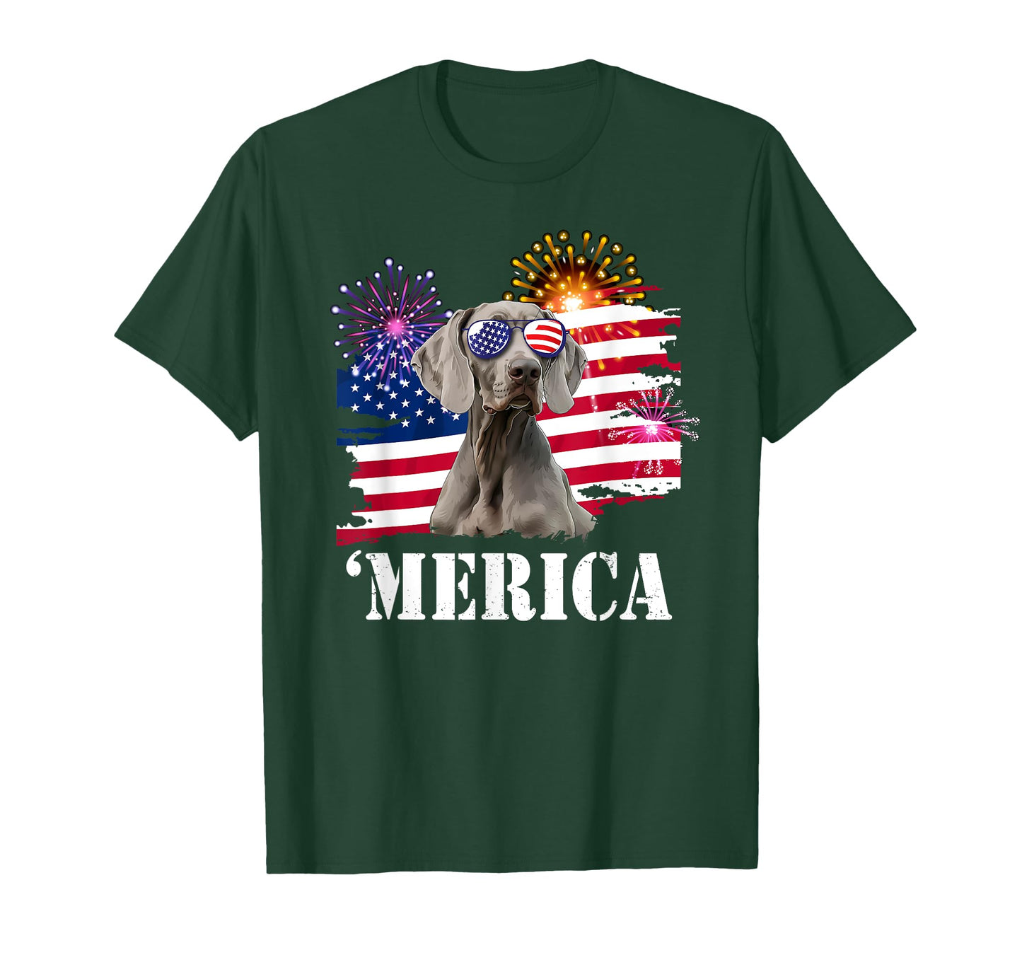USA Flag 4th of July Merican Weimaraner Lover T-Shirt for Women Kids Men