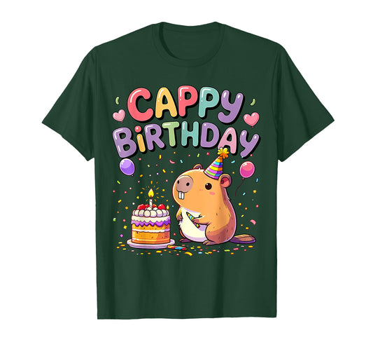 Cappy Birthday Capybara Lovers Girl Boy Happy Birthday Party T-Shirt