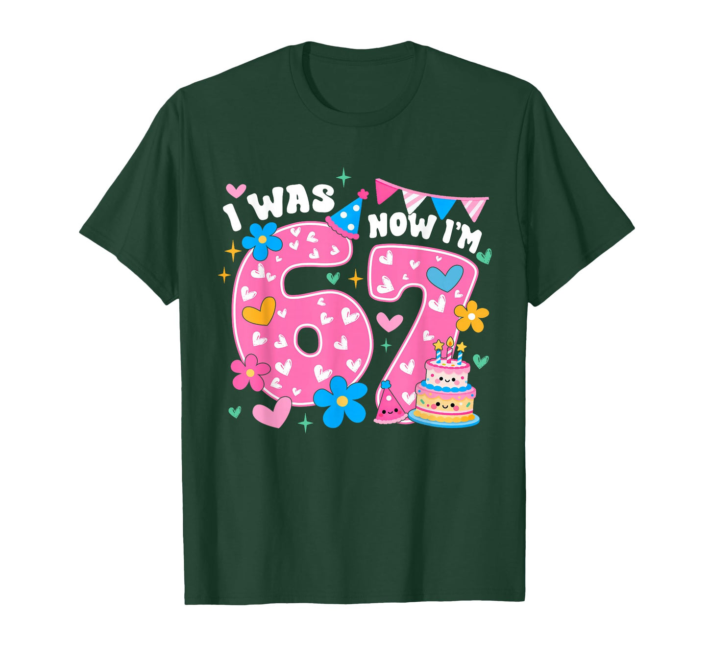 I was 6 Now I'm 7 Six Seven Birthday Girls 7th B-Day 67 Meme T-Shirt