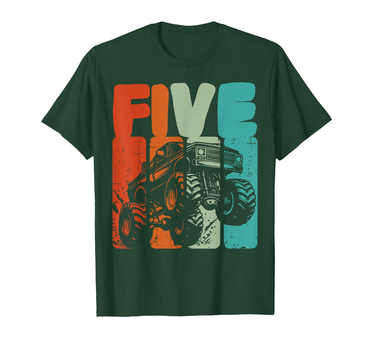 5th Birthday Monster Truck Five 5 Year Old Boys Kids Youth T-Shirt