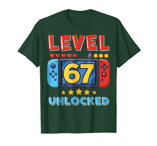 Level 67 Unlocked Gamer Birthday Boy Gift for Boys Kids T-Shirt