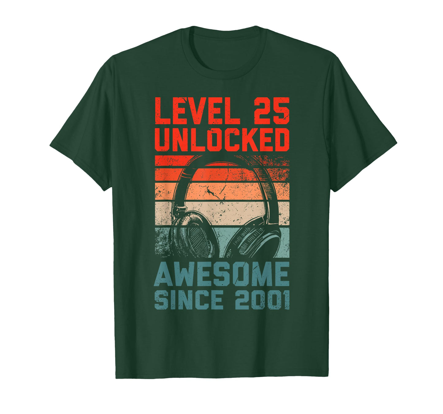 Level 25 Unlocked Awesome Since 2001 25th Birthday Gaming T-Shirt