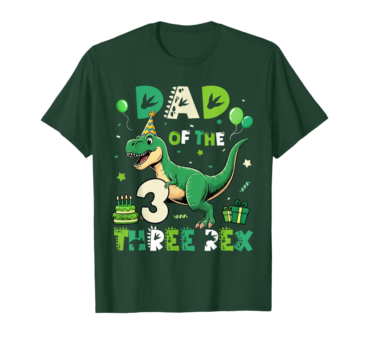 Dad of The Three Rex Birthday Dinosaur Family Matching T-Shirt