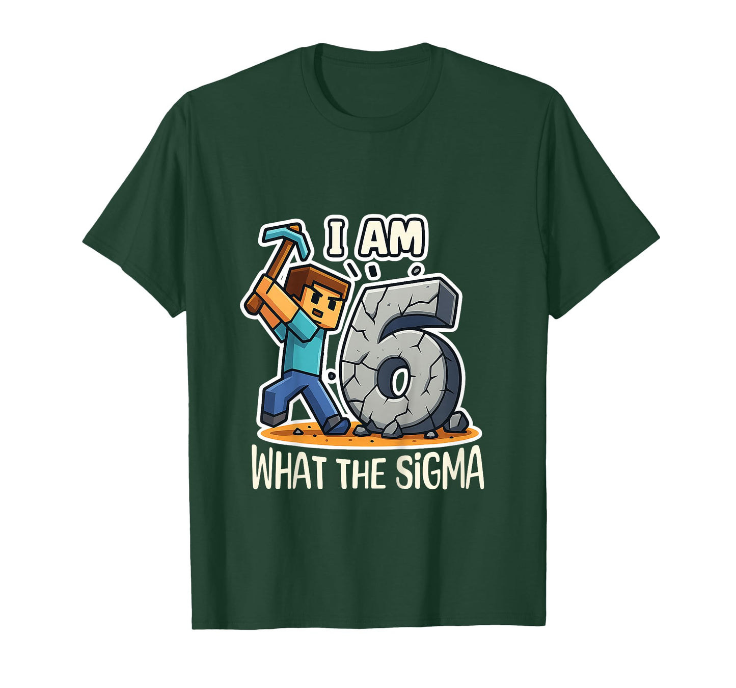 Kids 6 Years Old Sigma Pixel Art Mining Gamer Birthday T-Shirt