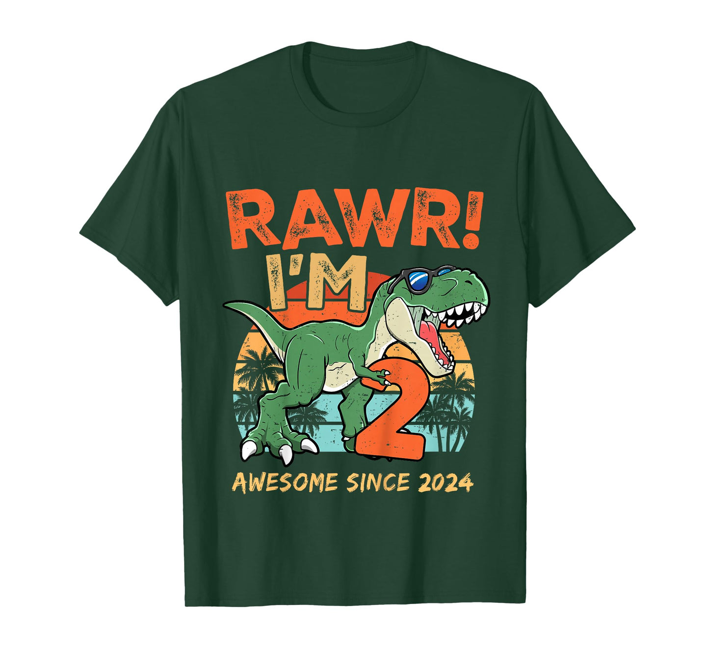 Rawr I'm Two Rex 2nd Birthday Second Dinosaur 2 Year Old T-Shirt