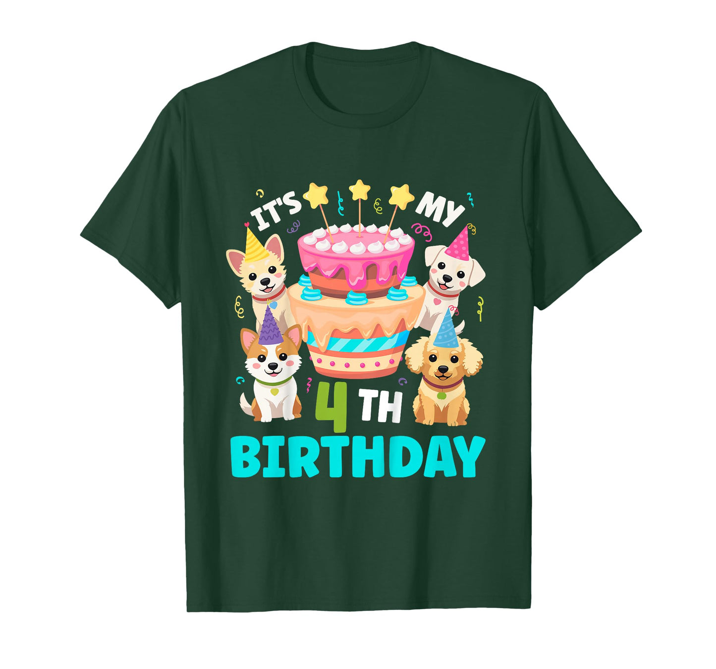 4th Dog Birthday Party Four Year Old Puppy Birthday T-Shirt