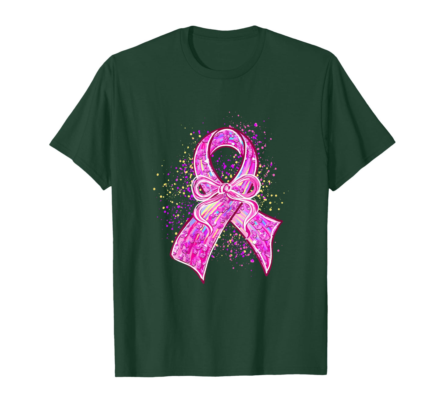 Pink Bow and Ribbon Cute Breast Cancer Awareness Women Girl T-Shirt