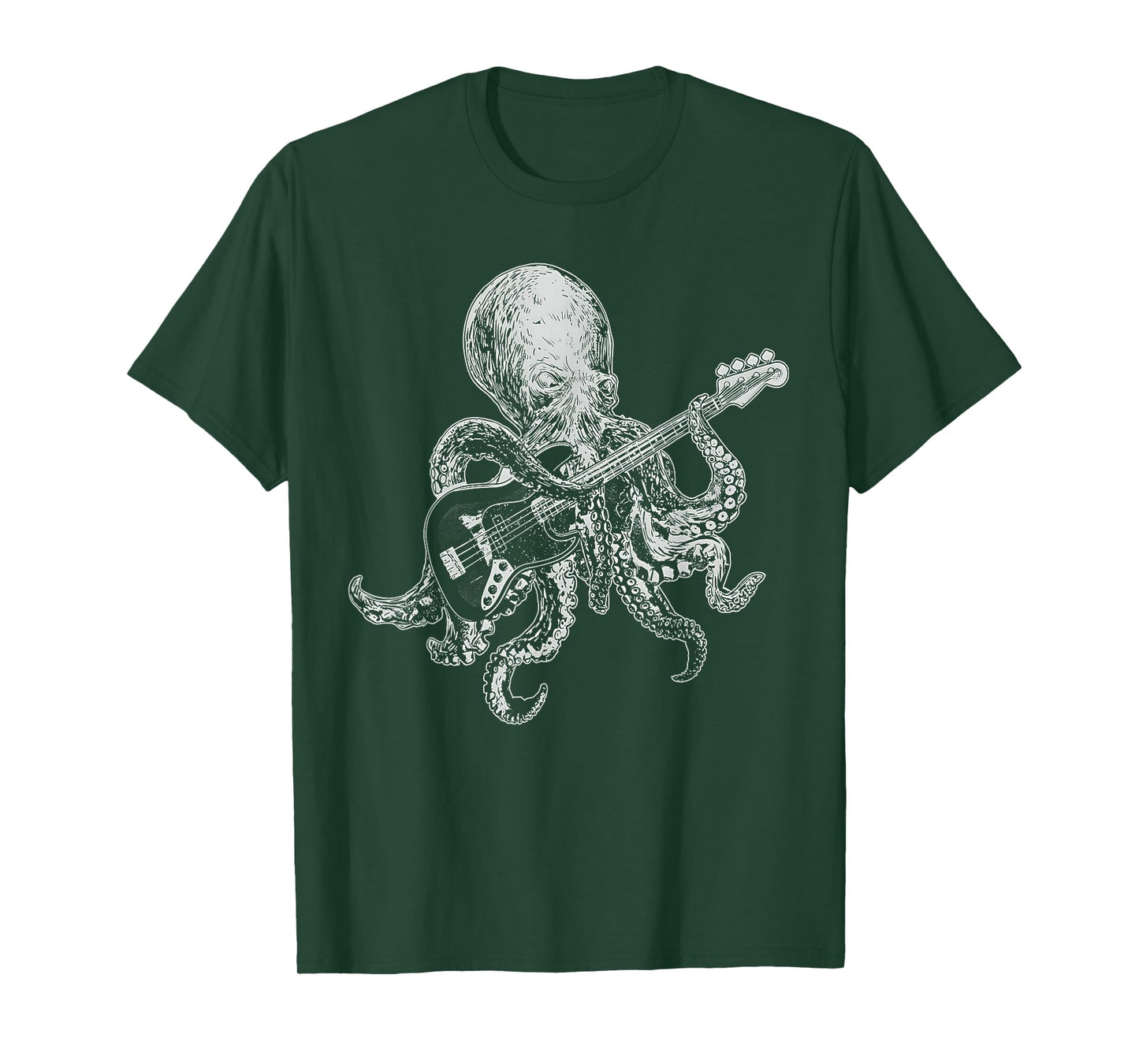 Octopus Playing Bass Guitar Shirt for Men Dad Octopus Lover T-Shirt