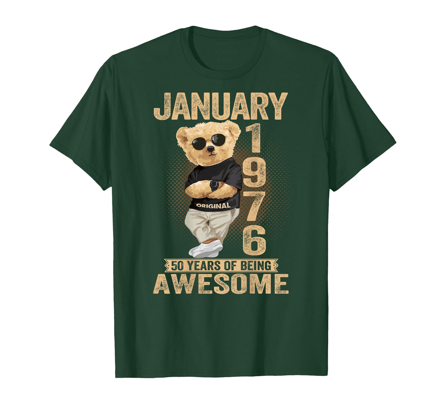 50 Year Old January 1976 Teddy Bear 50th Birthday Men Women T-Shirt