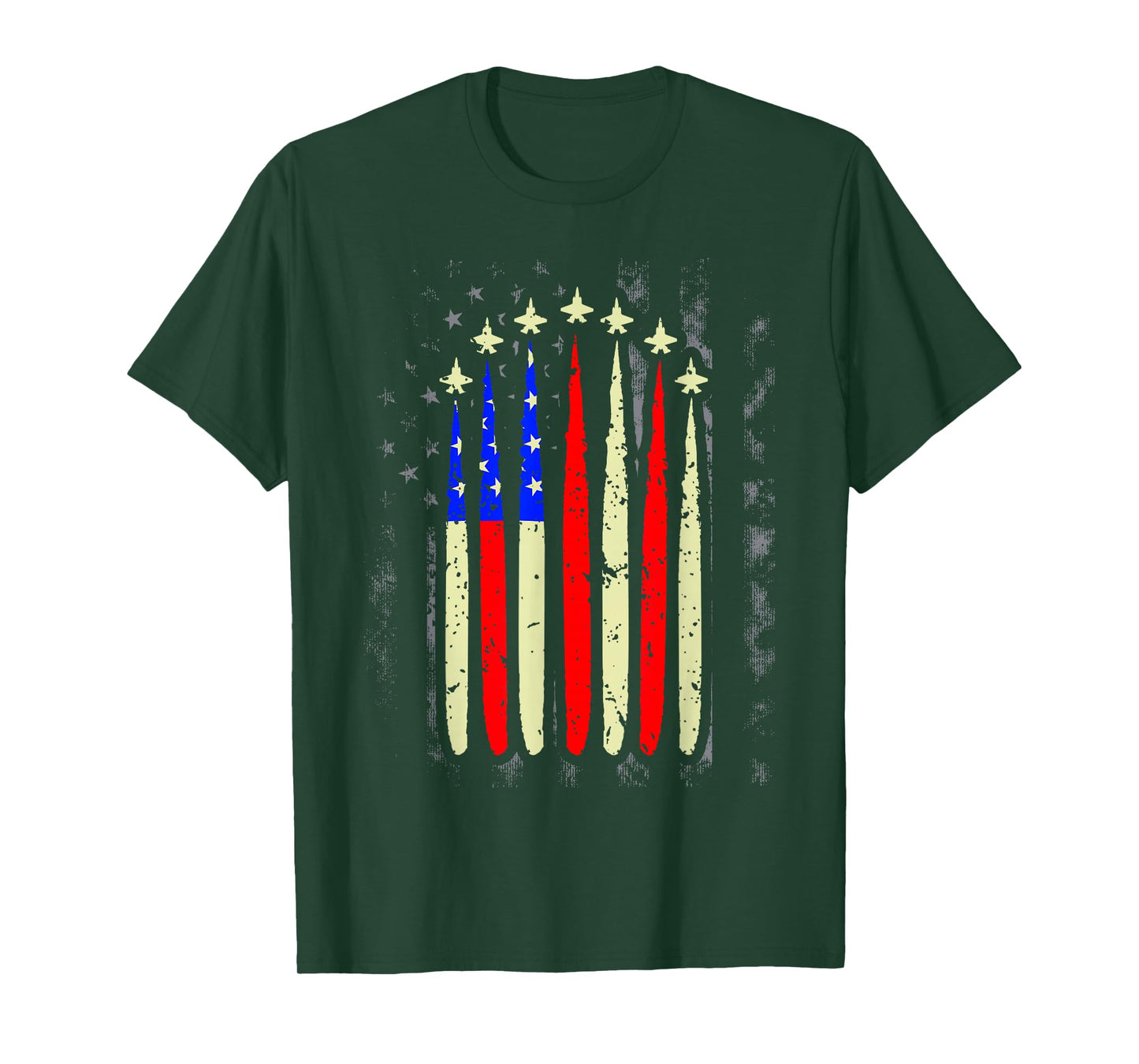4th of July Jet Fighter American Flag Patriotic Hero Flying T-Shirt