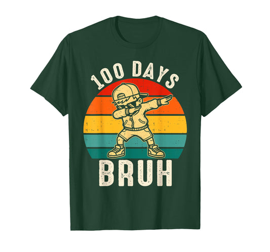100 Days Bruh Dabbing Boys Funny 100th Day of School Kids T-Shirt