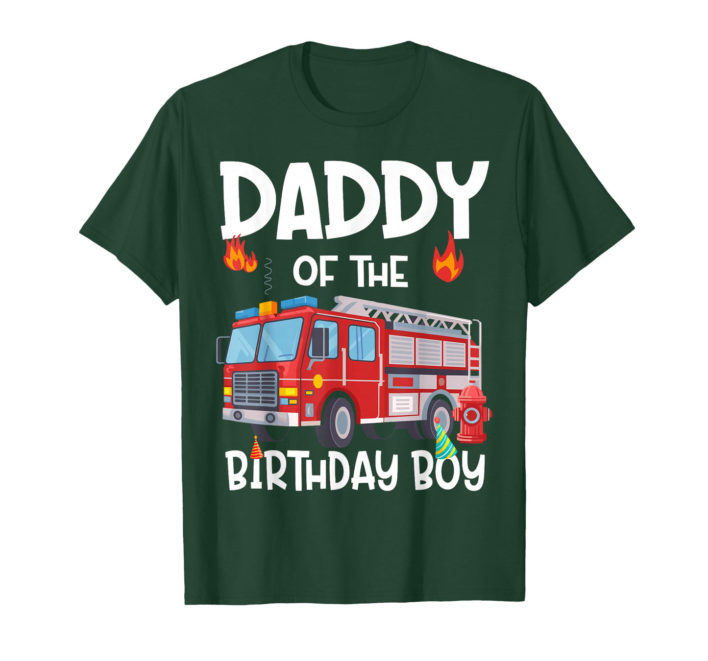 Daddy of the Birthday Boy Fire Truck Firefighter Dad Bday T-Shirt