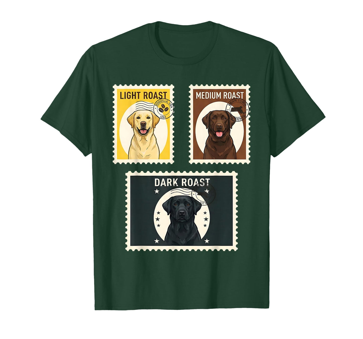 Funny Labrador Retriever Coffee Roast Stamp Vintage Tee T-Shirt