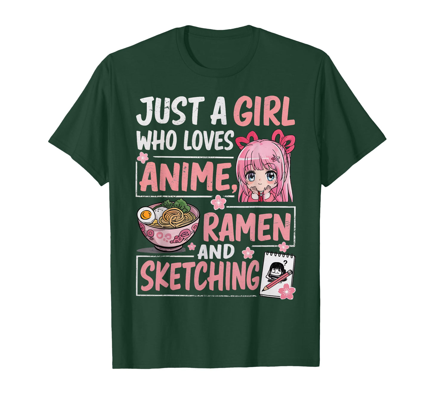 Just A Girl Who Loves Anime Ramen Sketching Japan Kawaii T-Shirt