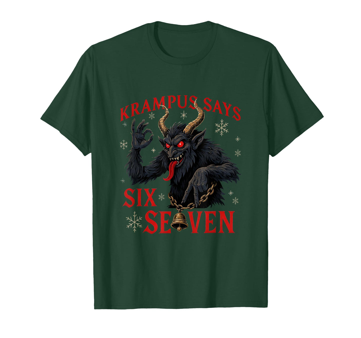 Funny Krampus Says Six Seven 6 7 Meme Christmas Xmas Horror T-Shirt