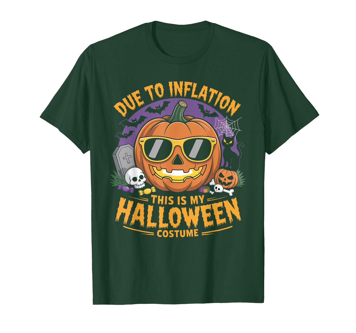 Due to Inflation This is My Halloween Costume Funny Pumpkin T-Shirt