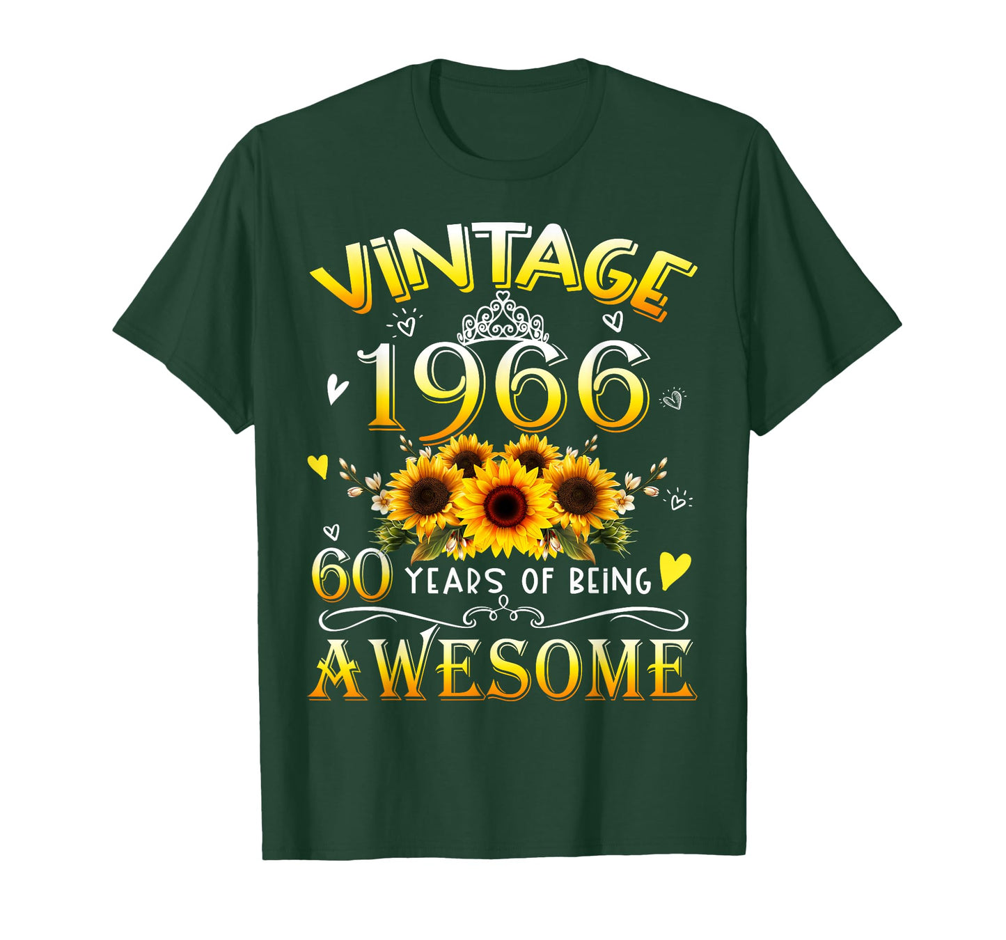 Vintage 1966 Sunflower 60th B-Day 60 Years of Being Awesome T-Shirt