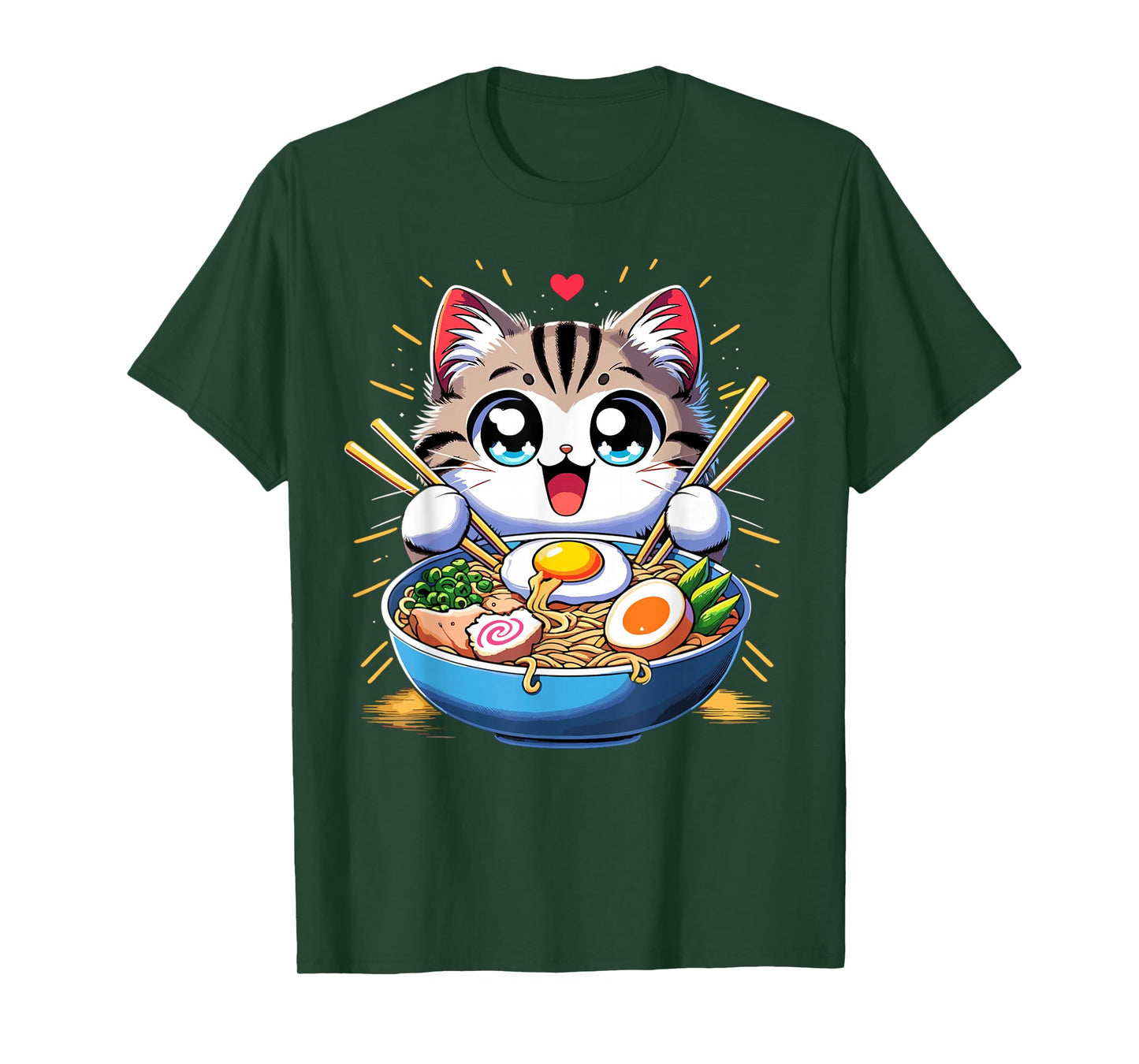 Kawaii Cat Japanese Anime Manga Cat Ramen T-Shirt