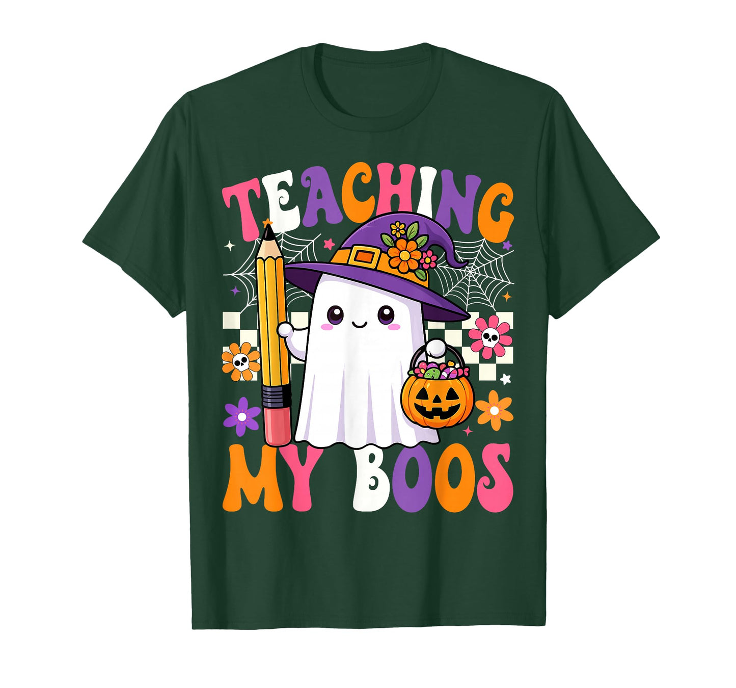 Teaching My Boos Ghost Teacher Cute Pencil Halloween Teacher T-Shirt