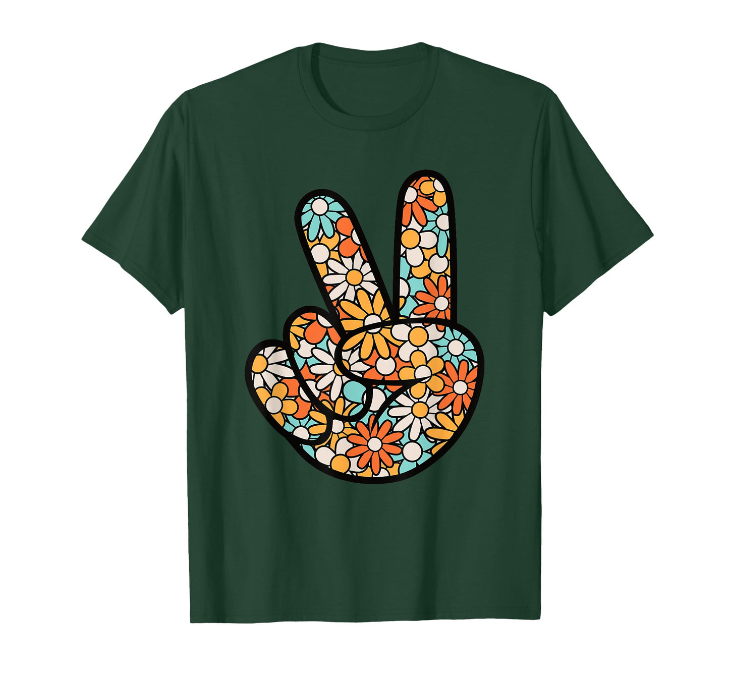 Peace Hand Sign Hippie Flower Groovy 60s 70s Party Outfit T-Shirt