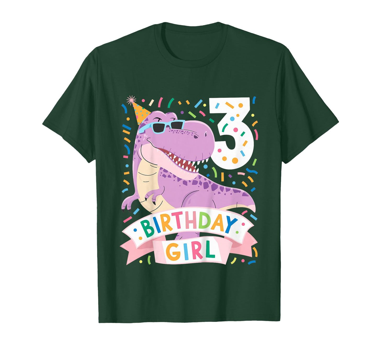 Kids 3 Year Old T Rex Dinosaur 3nd Birthday Girl T-Shirt