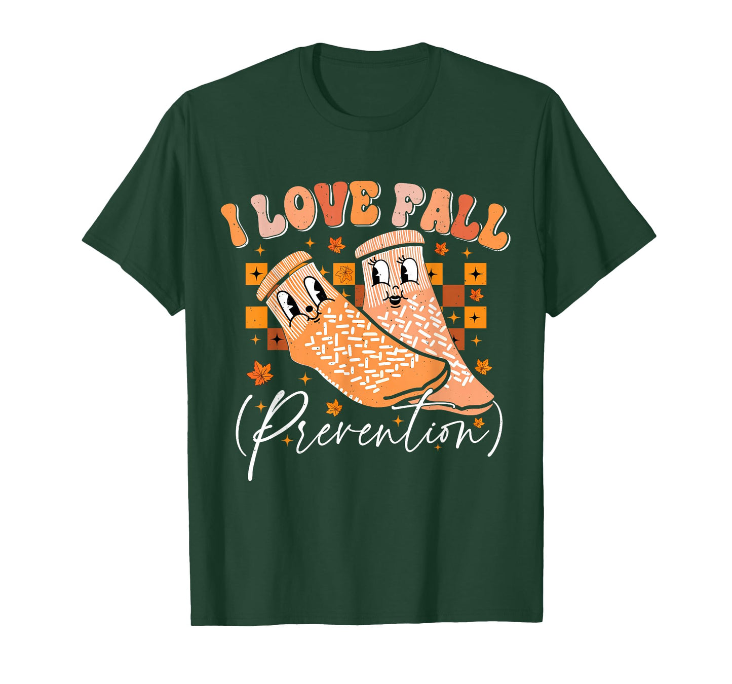 Groovy Retro I Love Fall Prevention Fall Physical Therapy T-Shirt