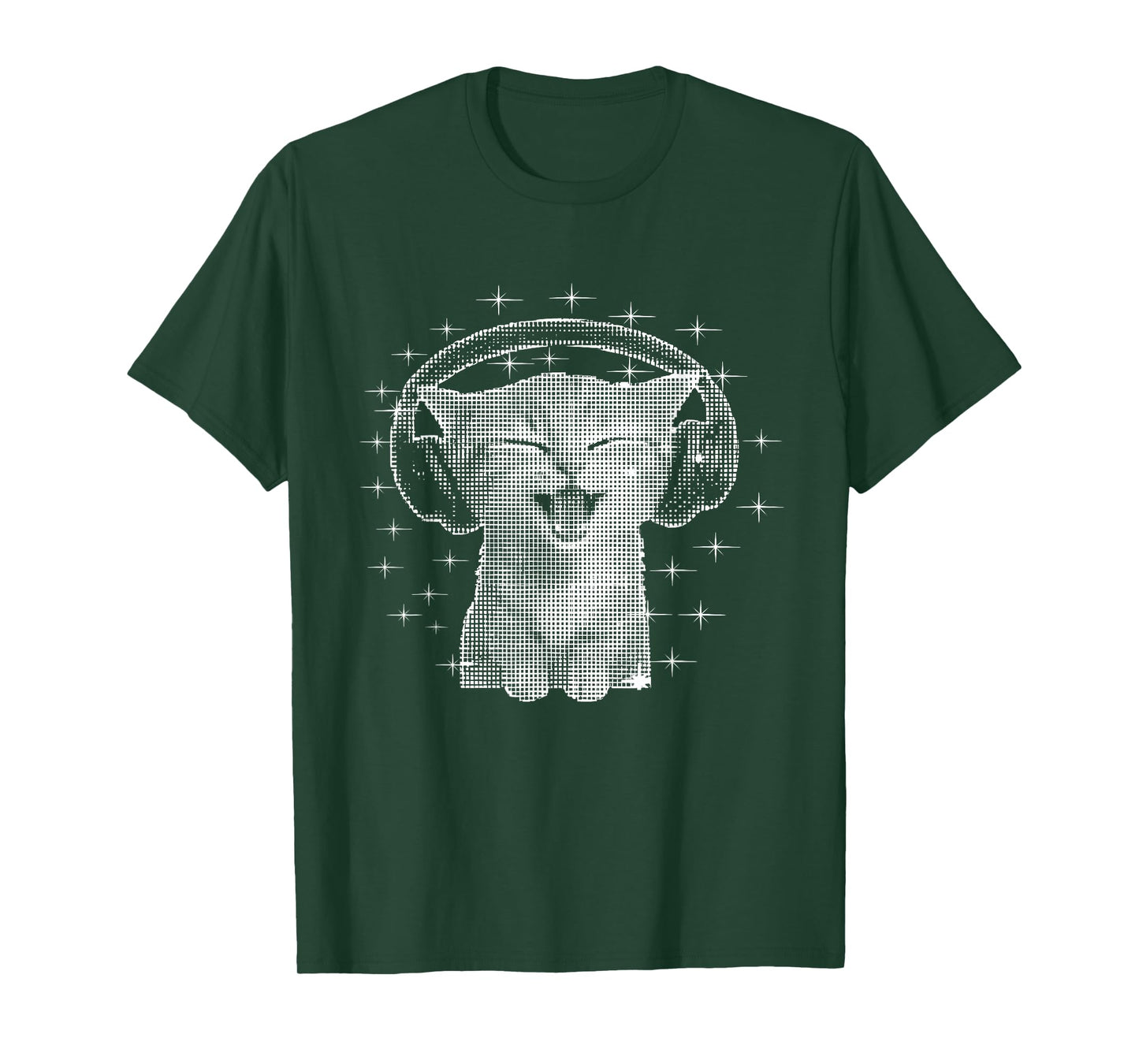 Cute Headphones Cat Funny Y2k Grunge Silly Graphic Meme T-Shirt