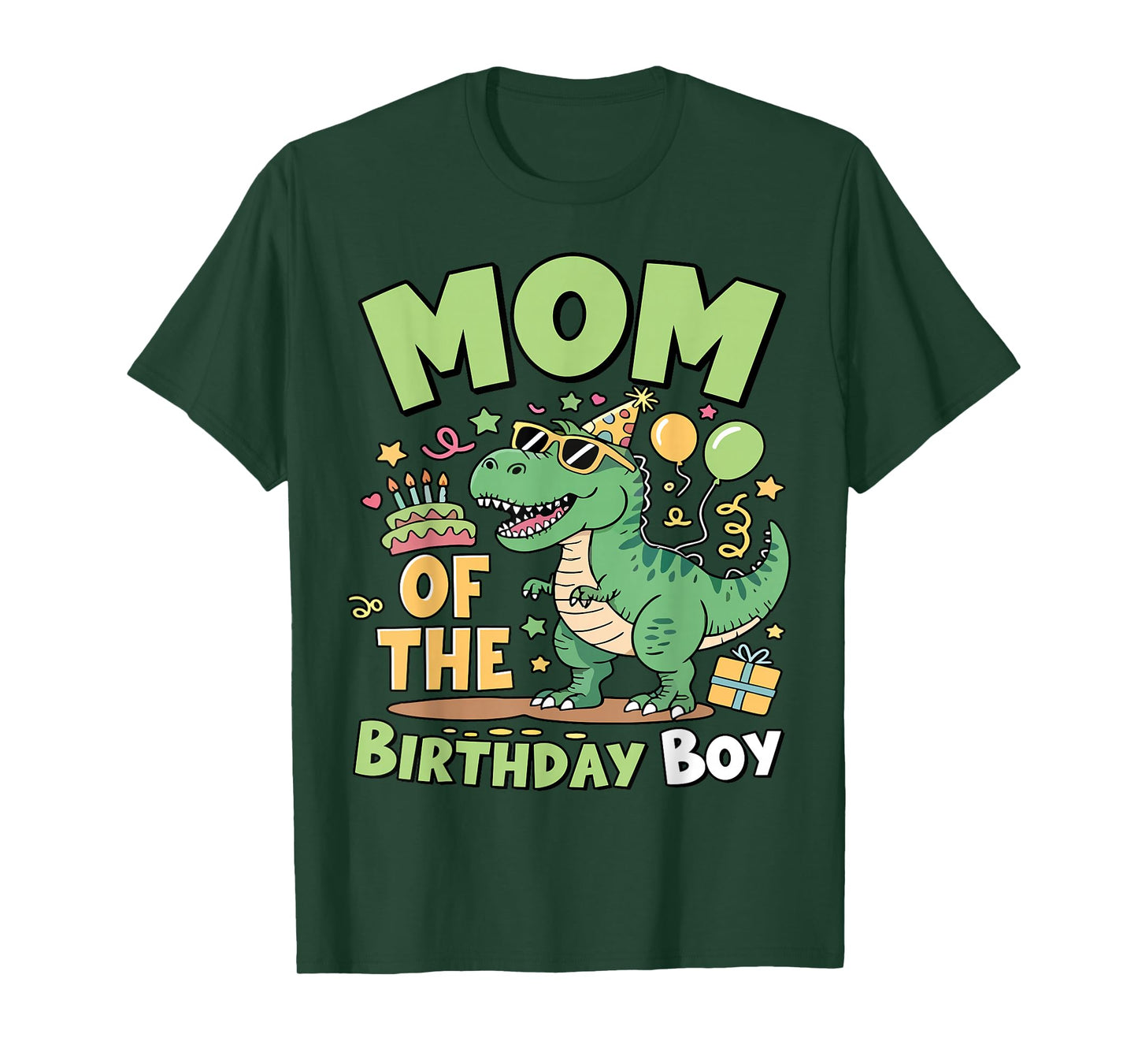 Mom of The Birthday Boy T Rex Dinosaur Family Party Womens T-Shirt
