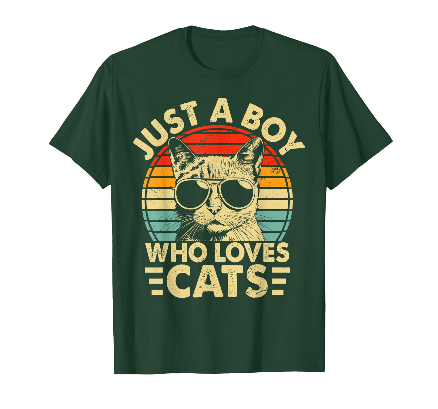 Vintage Just A Boy Who Loves Cats Boy Kitten Cat Lover Boys T-Shirt