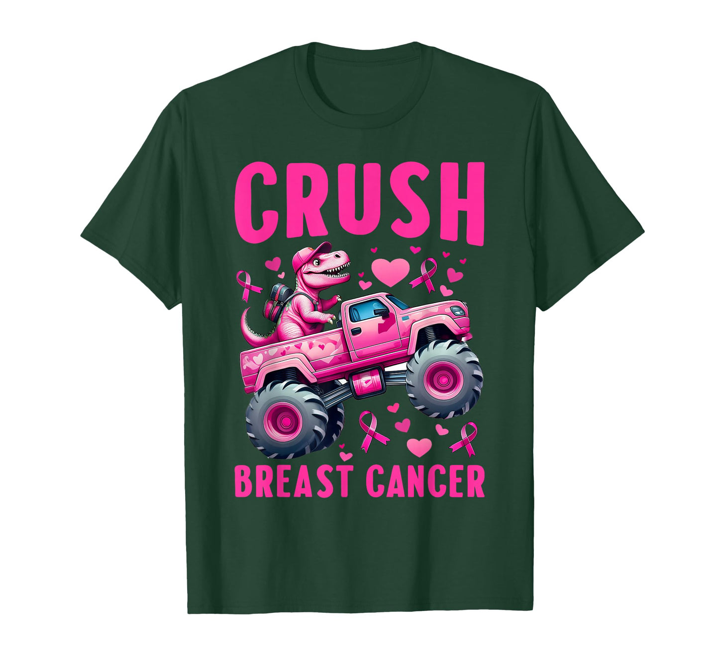 Crush Breast Cancer Awareness Monster Truck Toddler Boy Kids T-Shirt