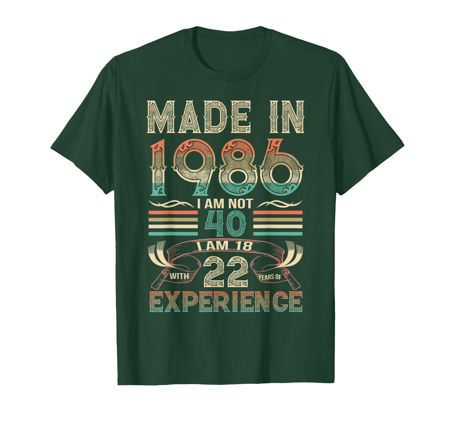 Made in 1986 I'm Not 40th Birthday Experience Vintage Retro T-Shirt