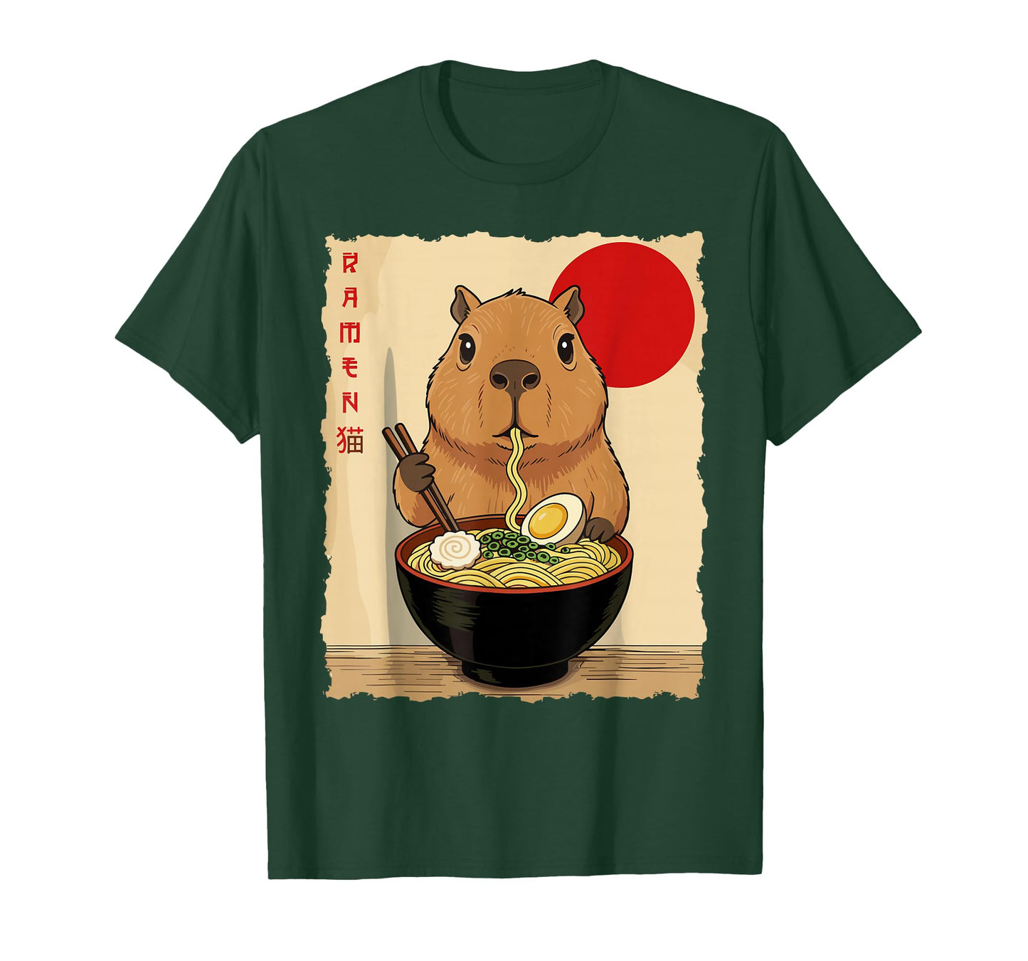 Anime Capybara Ramen Japanese Funny Graphic Capybara Anime T-Shirt