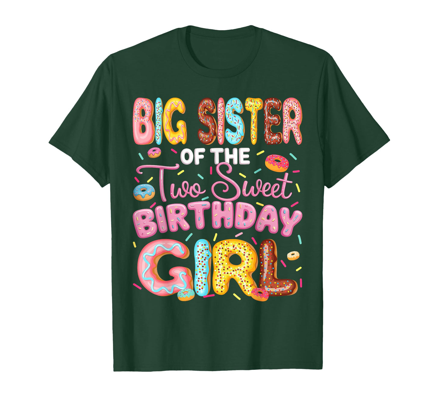 Big Sister Of The Two Sweet Birthday Girl Donut 2Nd Birthday T-Shirt