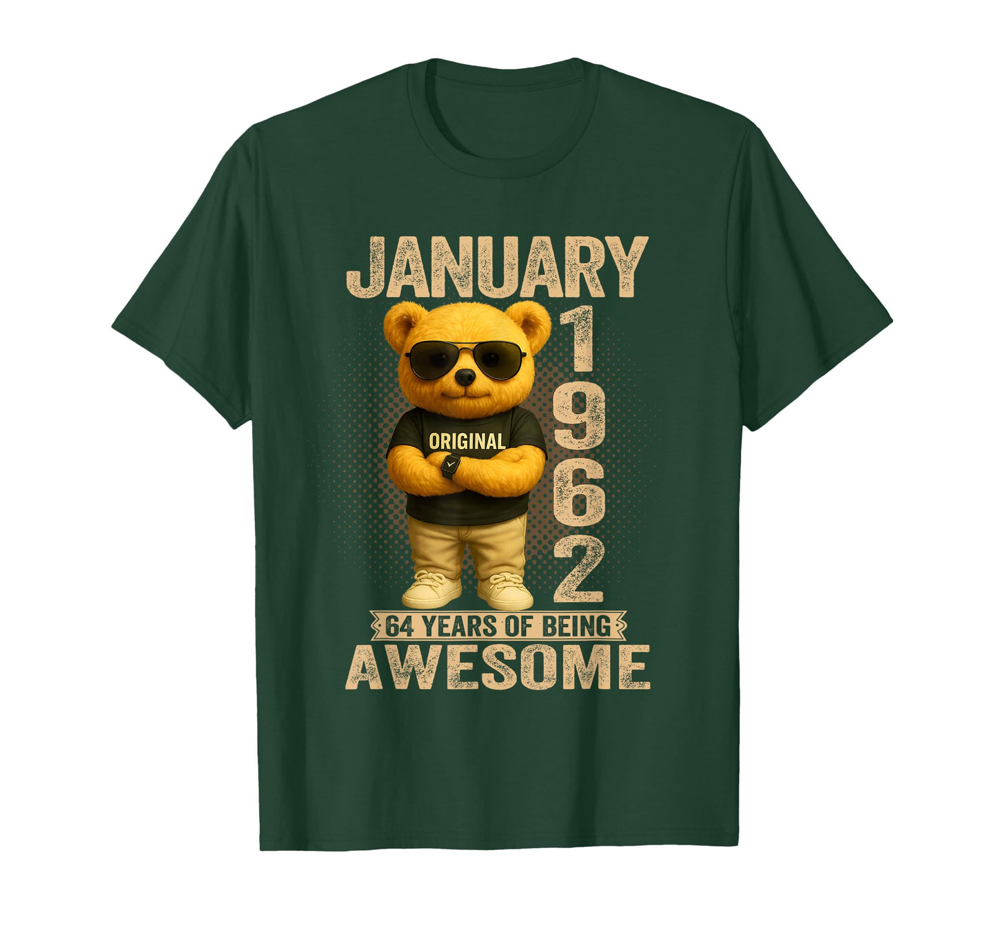 64 Year Old January 1962 Teddy Bear 64th Birthday Men Women T-Shirt