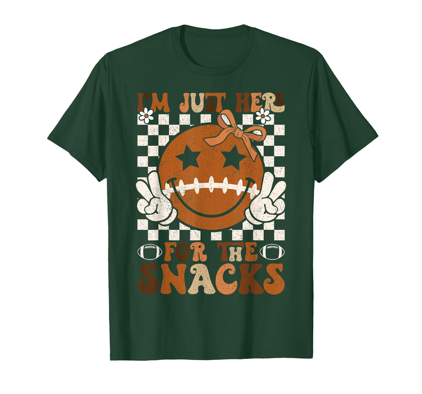 I'm Just Here for The Snacks Football Retro Game Day Girls T-Shirt