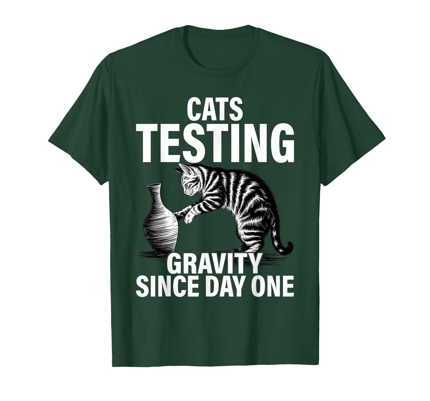 Funny Cat Physics Testing Gravity Since Day One, Math Joke T-Shirt
