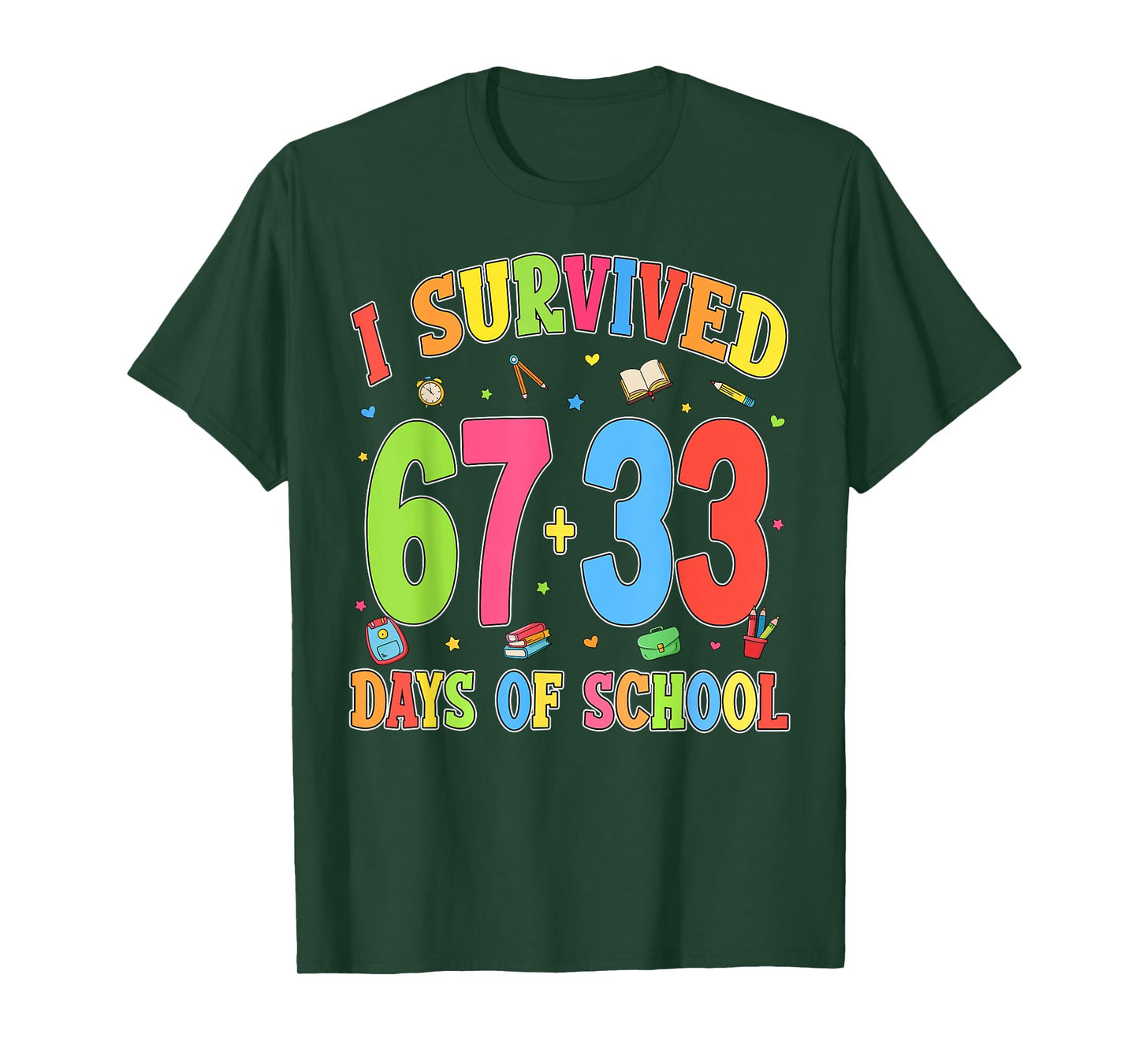 I Survived 67 + 33 Days of School 100th Day of School Kids T-Shirt