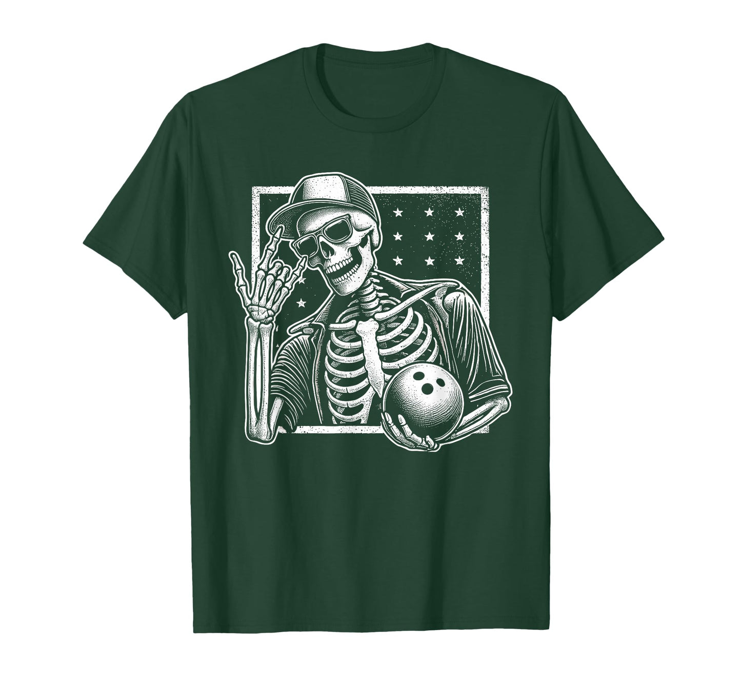 Skeleton Bowling Player Birthday Halloween Mens Womens Kids T-Shirt