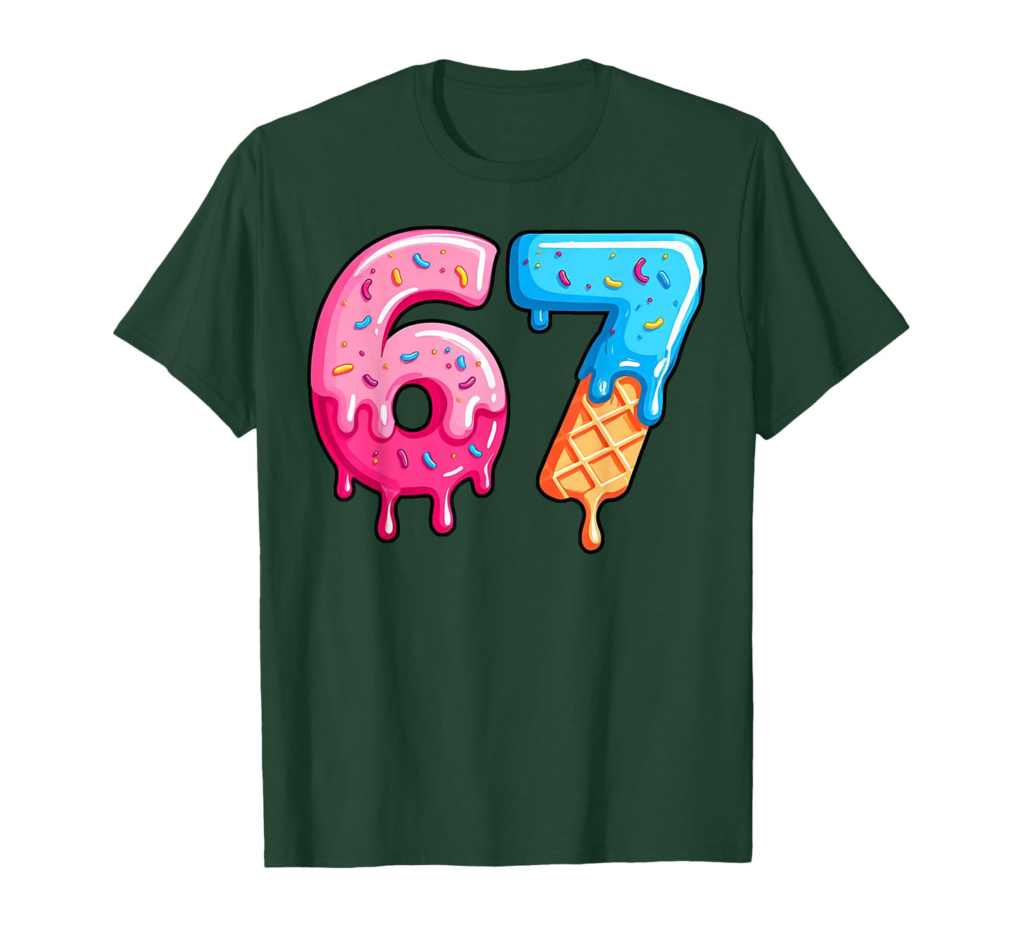 Six Seven Ice Cream Drip Cool Meme 67 Funny Number T-Shirt